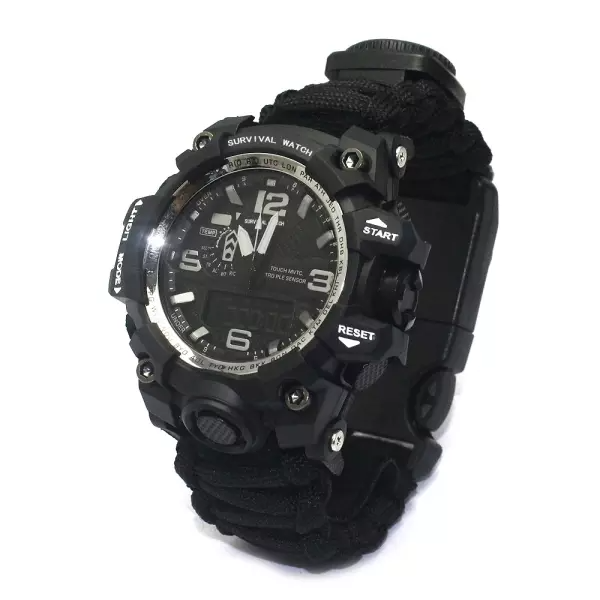 Outdoor sports dual movement luminous watch compass mountaineering camping waterproof multifunctional survival watch
