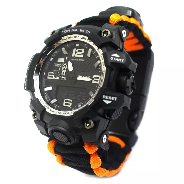 Outdoor sports dual movement luminous watch compass mountaineering camping waterproof multifunctional survival watch