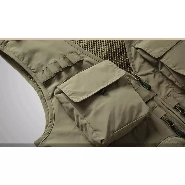 Men's Mesh Multi Pocket Detachable Back Breathable Outdoor Multifunctional Vest