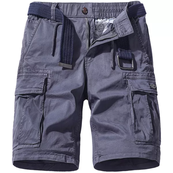 Men's Outdoor Solid Color Loose Multi-pocket Cargo Shorts