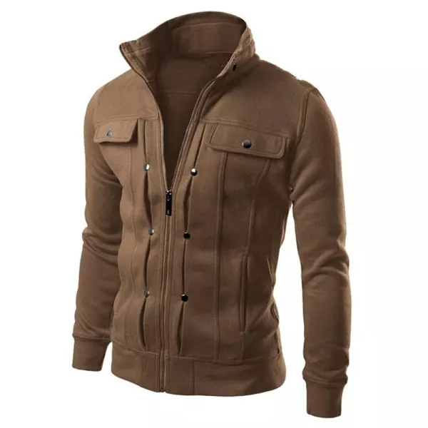 Mens outdoor stand-collar thin sweater jacket