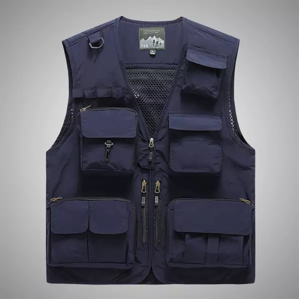 Men's Mesh Multi Pocket Detachable Back Breathable Outdoor Multifunctional Vest