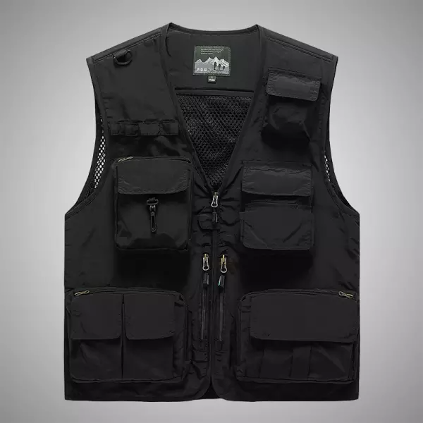 Men's Mesh Multi Pocket Detachable Back Breathable Outdoor Multifunctional Vest