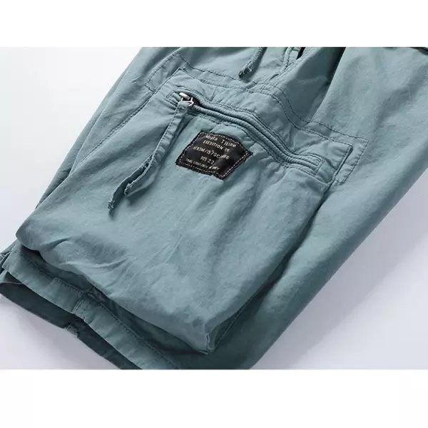 Men's Elastic Waist Drawstring Pocket Micro-Stretch Cotton Sports Cargo Shorts