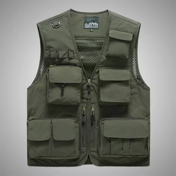 Men's Mesh Multi Pocket Detachable Back Breathable Outdoor Multifunctional Vest