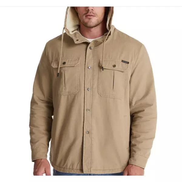 Men's Cashmere Multi Pocket Hooded Shirt Jacket
