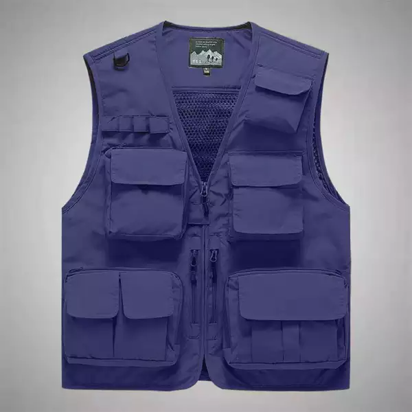 Men's Mesh Multi Pocket Detachable Back Breathable Outdoor Multifunctional Vest