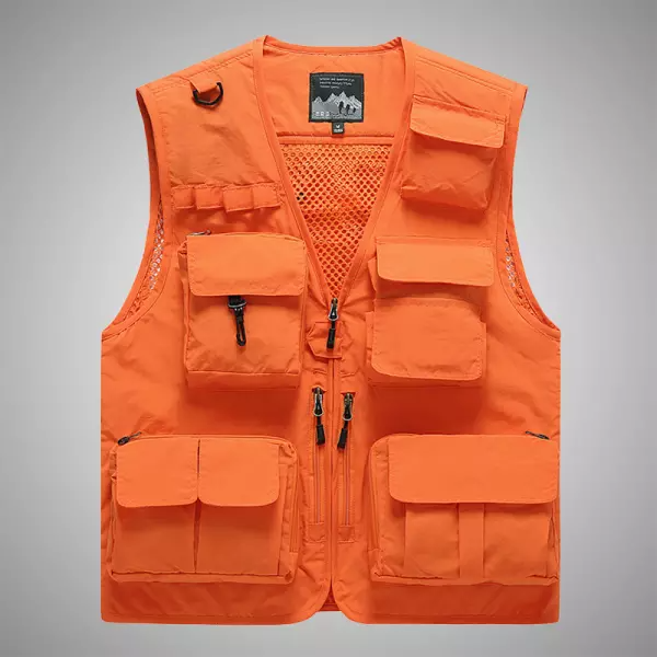 Men's Mesh Multi Pocket Detachable Back Breathable Outdoor Multifunctional Vest