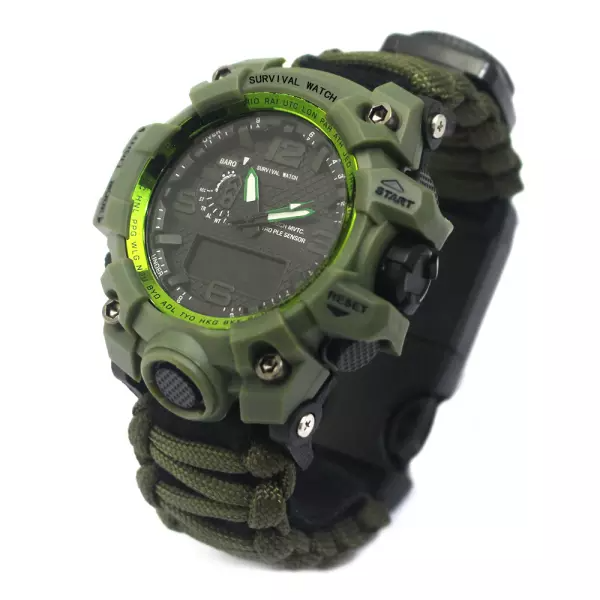 Outdoor sports dual movement luminous watch compass mountaineering camping waterproof multifunctional survival watch