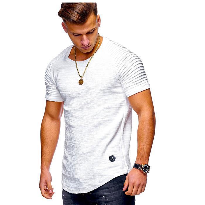 Solid Color Stripe Slim Fitness Men's T-shirt